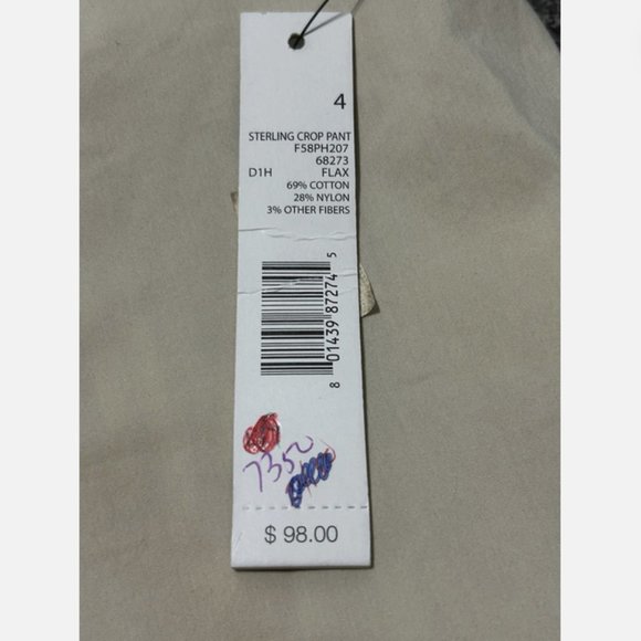 NWT Tahari Sterling Crop Capri Pants Beige Flax Size 4 - Picture 5 of 11